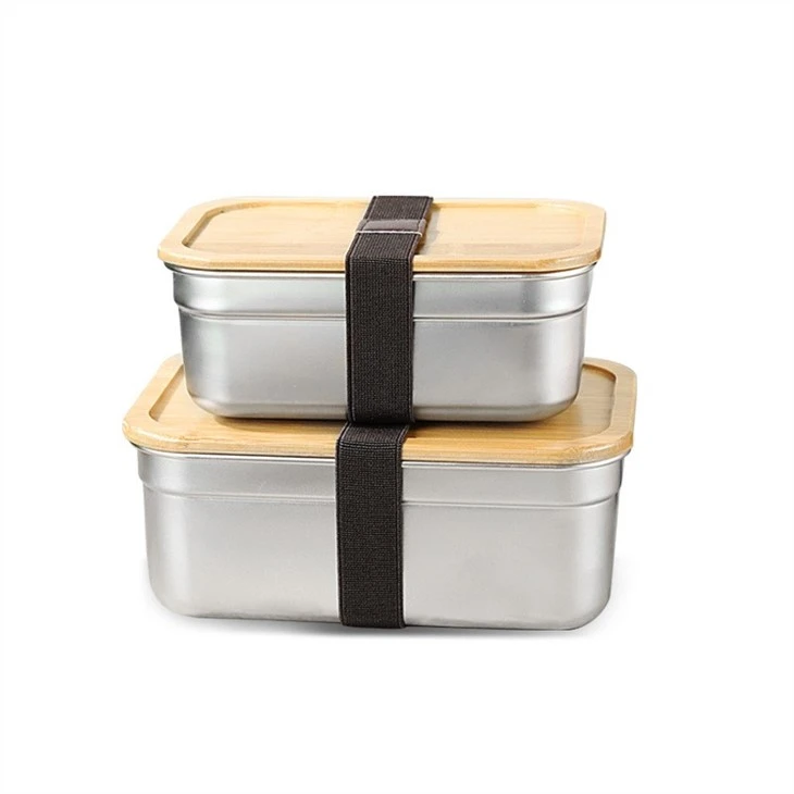 Stainless Steel Bento Lunch Box Bamboo Lid