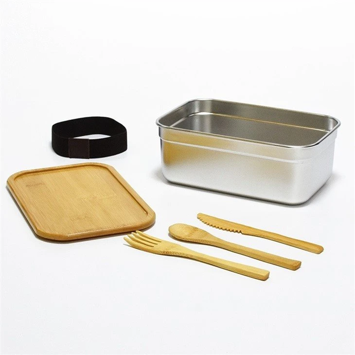 Stainless Steel School Lunch Box Bamboo Lid